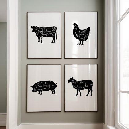 Set of 4 Butchers Prints