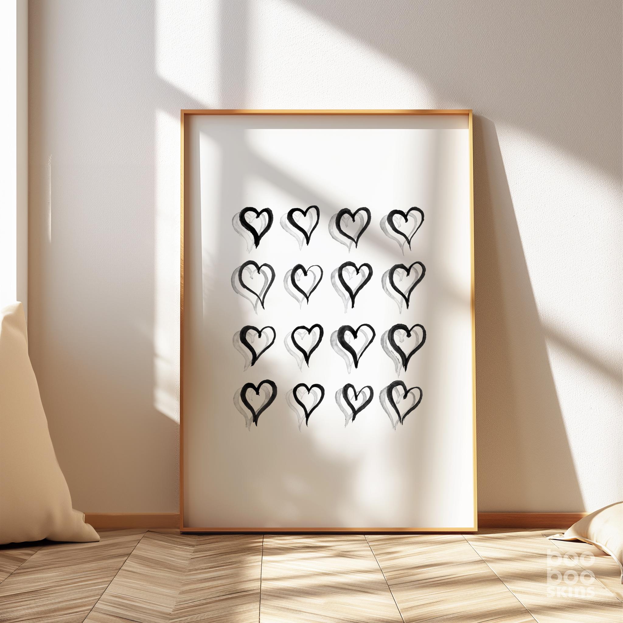 Hand Drawn Hearts Print